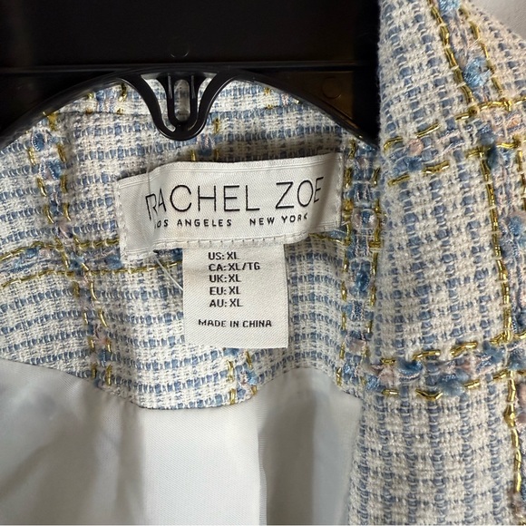 Rachel Zoe tweed blazer size: XL white and blue color With Gold Button - Picture 7 of 13